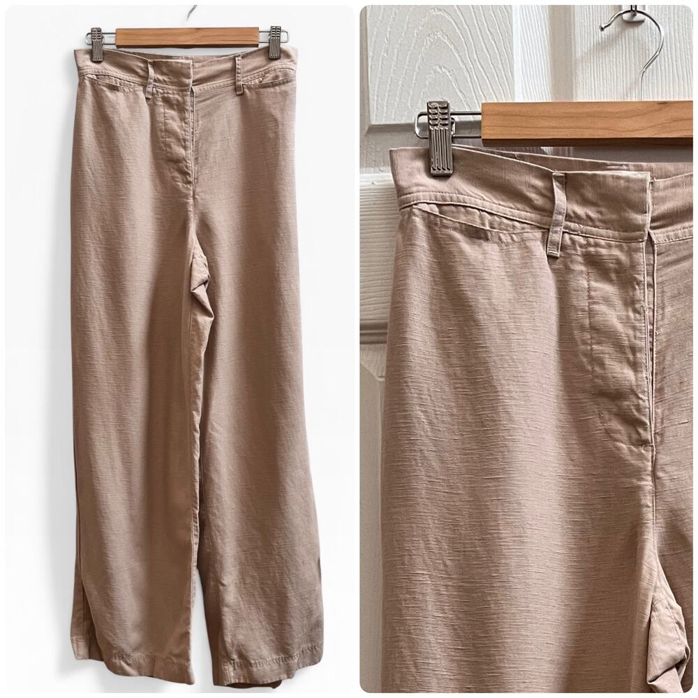 Aritzia Wilfred Size 4 Linen Blend High Rise Wide Leg Pant 28 Inch Inseam
